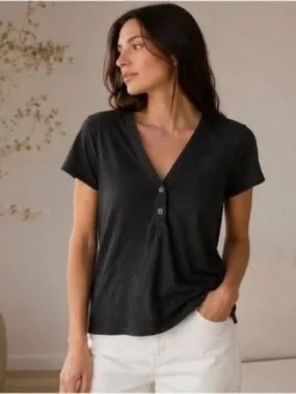 James Perse Henley Style Short Sleeve Top Size M (2)